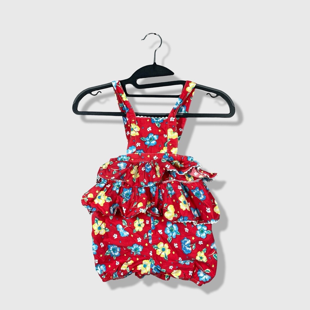Sprockets Romper Kids 24 Months Red Floral‎ Ruffle Vintage Vacation Tropical